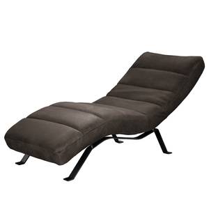 Chaise relax Kasson Cuir véritable - Cuir Nelja: Gris foncé - Noir