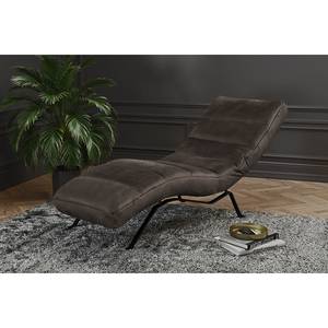 Chaise longue Kasson Vera pelle - Vera pelle Nelja: grigio scuro - Nero