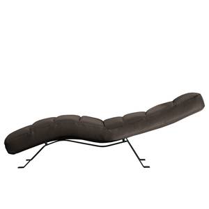 Chaise longue Kasson Vera pelle - Vera pelle Nelja: grigio scuro - Nero