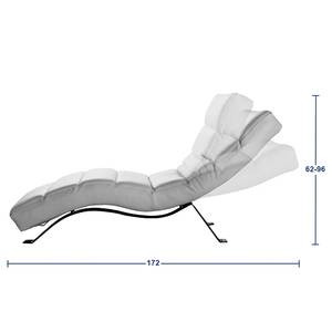 Ligfauteuil Kasson echt leer - Leer Nelja: Donkergrijs - Zwart