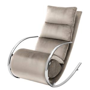 Fauteuil de relaxation Calcha Velours - Velours Fibi: Gris clair - Avec repose-pieds