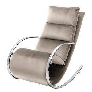 Fauteuil de relaxation Calcha Velours - Velours Fibi: Gris clair - Avec repose-pieds