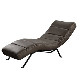 Chaise longue Kasson Vera pelle - Vera pelle Arelia: fango - Nero