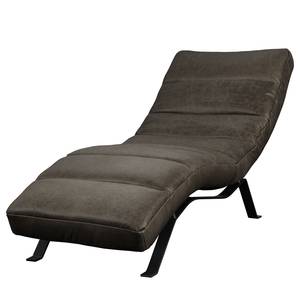 Chaise relax Kasson Cuir véritable - Cuir Arelia: Fango - Noir