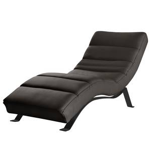 Chaise relax Kasson Cuir véritable - Cuir Mabel: Marron foncé - Noir