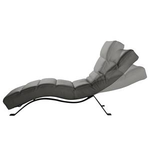 Chaise relax Kasson Cuir véritable - Cuir Mabel: Gris foncé - Noir