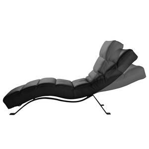 Chaise relax Kasson Cuir véritable - Cuir Mabel: Noir - Noir