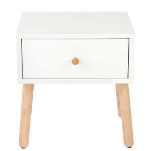 Table de chevet Stellan Blanc - Bois manufacturé - En partie en bois massif - 40 x 42 x 35 cm