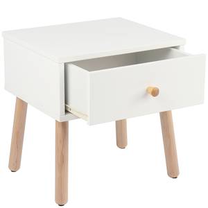 Comodino Stellan Bianco - Materiale a base lignea - Legno parzialmente massello - 40 x 42 x 35 cm