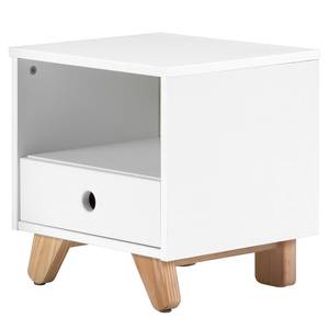 Comodino Kimi Bianco - Materiale a base lignea - Legno parzialmente massello - 40 x 40 x 35 cm