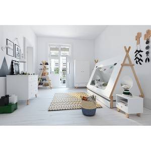 Table de chevet Kimi Blanc - Bois manufacturé - En partie en bois massif - 40 x 40 x 35 cm