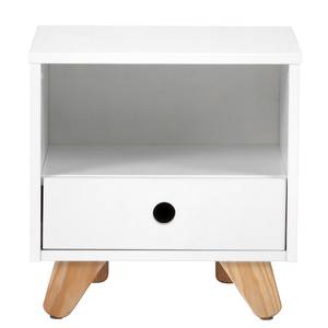 Comodino Kimi Bianco - Materiale a base lignea - Legno parzialmente massello - 40 x 40 x 35 cm