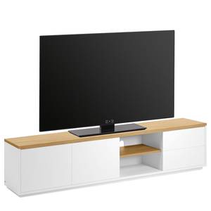 Meuble TV Agueda Placage en bois véritable - Blanc / Chêne