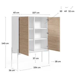 Highboard Maredale massief essenhout - wit/essenhout