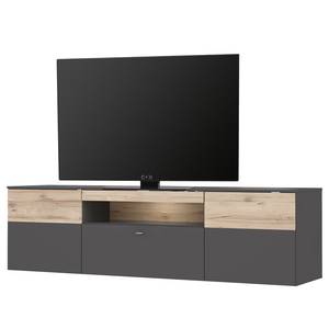 Tv-meubel Corey met verlichting - eikenhouten look/grijs - Breedte: 210 cm