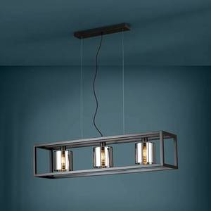 Hanglamp Brisling rookglas/staal - 3 lichtbronnen