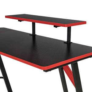 Bureau gamer Embress Imitation carbone / Noir / Rouge