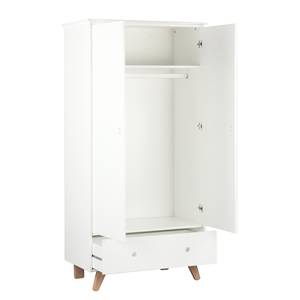 Kleiderschrank Thore Weiß - Holzwerkstoff - Holz teilmassiv - 95 x 190 x 50 cm