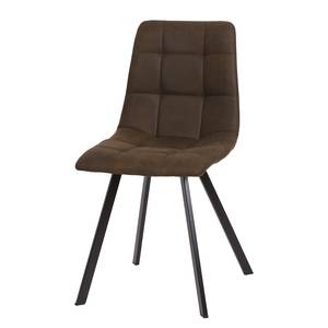 Gestoffeerde stoel Donnell microvezel/staal - zwart - Bruin - Set van 4