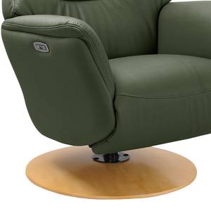 Relaxfauteuil Austen echt leer - Olijfgroen - Beige