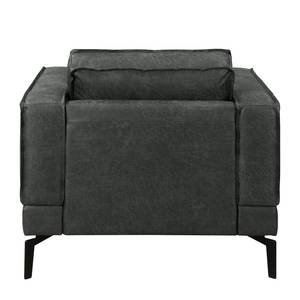 Fauteuil Hanks antieke leerlook - Microvezel Yaka: Zwart