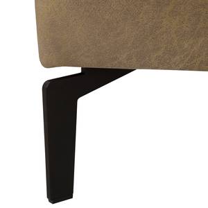 Canapé d’angle Hanks Aspect cuir vieilli - Microfibre Yaka: Noix de muscade - Méridienne courte à droite (vue de face)