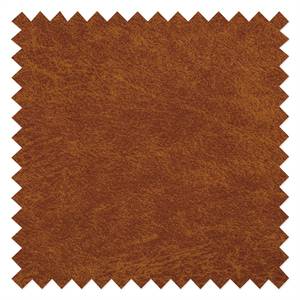 Canapé d’angle Hanks Aspect cuir vieilli - Microfibre Yaka: Cognac - Méridienne courte à gauche (vue de face)