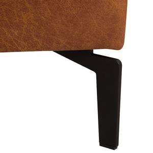 Canapé d’angle Hanks Aspect cuir vieilli - Microfibre Yaka: Cognac - Méridienne courte à gauche (vue de face)