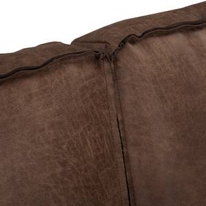 Canapé d’angle Hanks Aspect cuir vieilli - Microfibre Yaka: Marron - Méridienne courte à gauche (vue de face)