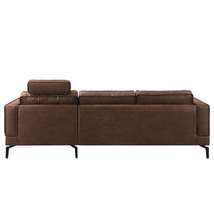 Ecksofa Hanks Antiklederlook - Microfaser Yaka: Braun - Longchair davorstehend rechts