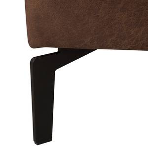Canapé d’angle Hanks Aspect cuir vieilli - Microfibre Yaka: Marron - Méridienne courte à droite (vue de face)