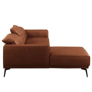 Ecksofa Kalies Echtleder - Echtleder Padme: Cognac - Longchair davorstehend links - Keine Funktion