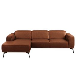 Ecksofa Kalies Echtleder - Echtleder Padme: Cognac - Longchair davorstehend links - Keine Funktion