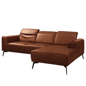 Ecksofa Kalies Echtleder - Echtleder Padme: Cognac - Longchair davorstehend rechts - Keine Funktion