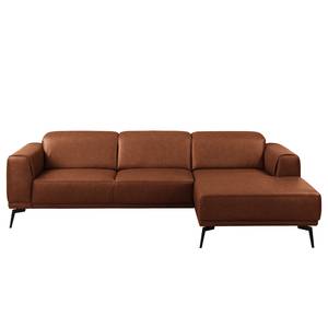 Ecksofa Kalies Echtleder - Echtleder Padme: Cognac - Longchair davorstehend rechts - Keine Funktion