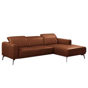 Ecksofa Kalies Echtleder - Echtleder Padme: Cognac - Longchair davorstehend rechts - Keine Funktion