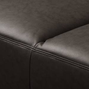 Canapé d’angle Kalies Cuir véritable - Cuir Padme: Noir - Méridienne courte à gauche (vue de face) - Avec réglage de la profondeur d'assise