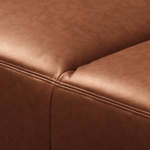 Canapé d’angle Kalies Cuir véritable - Cuir Padme: Cognac - Méridienne courte à gauche (vue de face) - Avec réglage de la profondeur d'assise