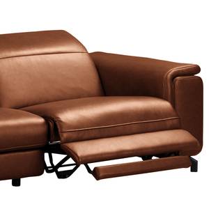 Canapé d’angle Lagor Cuir véritable - Cuir Padme: Cognac - Méridienne courte à gauche (vue de face) - Fonction relaxation