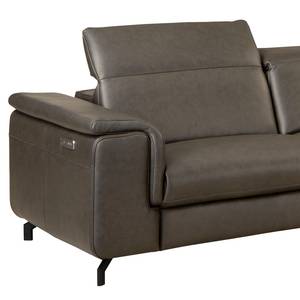 Divano angolare Lagor Vera pelle - Vera pelle Padme: marrone grigio - Longchair preimpostata a destra - Funzione relax