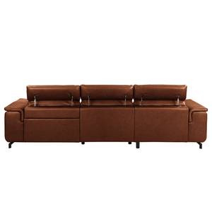 Ecksofa Lagor Echtleder - Echtleder Padme: Cognac - Longchair davorstehend links - Keine Funktion