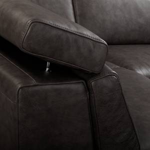 Canapé d’angle Magas Cuir véritable - Cuir Padme: Noir - Méridienne longue à gauche (vue de face) - Fonction relaxation