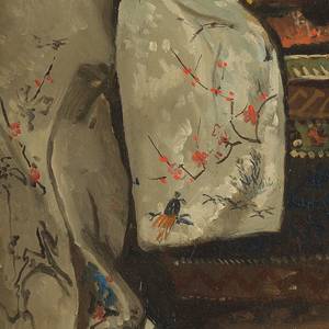 Leinwandbild Girl In The White Kimono Leinwand / MDF - Mehrfarbig