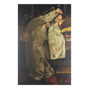 Leinwandbild Girl In The White Kimono Leinwand / MDF - Mehrfarbig