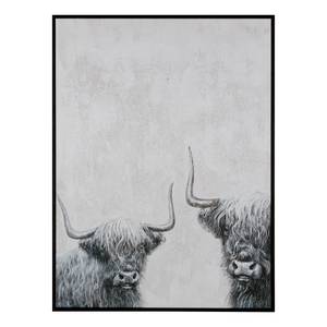 Tableau déco Highland Cows Toile / MDF - Gris