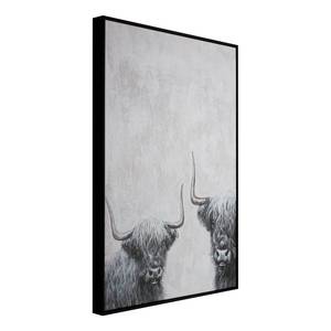 Tableau déco Highland Cows Toile / MDF - Gris