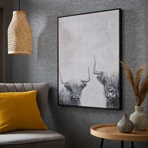 Afbeelding Highland Cows canvas/MDF - grijs