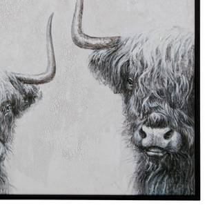 Tableau déco Highland Cows Toile / MDF - Gris