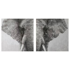 Bild Majestic Elephant Leinwand / MDF - Grau / Weiß