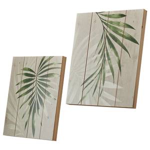 Afbeelding Peaceful Palm (2-delig) sparrenhout - bruin/groen